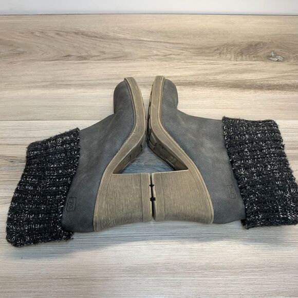 Dirty Laundry Gray Knit Cuff Block Block Heel Boots Women's Size 9.5 Pull On - Picture 2 of 11
